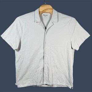Madewell Camp Collar Shirt Men XL Light Blue Grey Cotton Button Front ND903 SU22